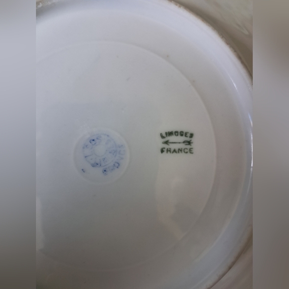 Antique 1880s Limoges French Porcelain Dessert Set of 4 Plates in Floral Motif - Picture 3 of 10